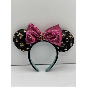 Disney- Parks Sleeping Beauty Castle Sequin Bow Minnie Mouse Ears Headband